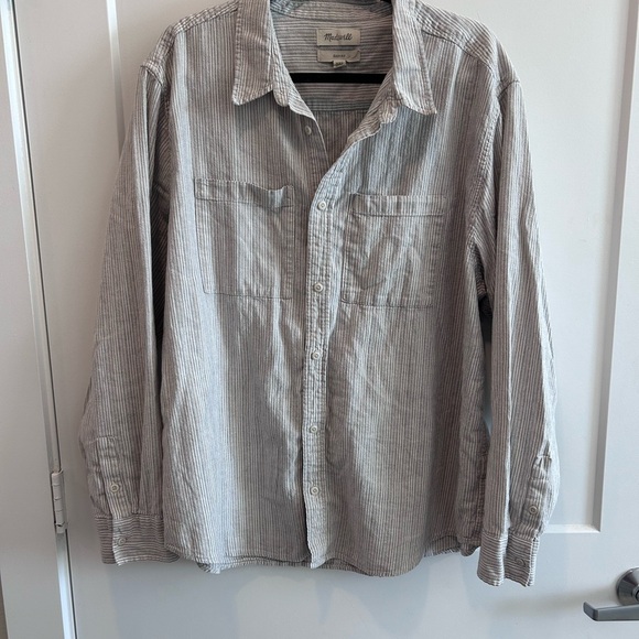 Madewell Gray Striped Button-Up Shirt - Picture 2 of 6